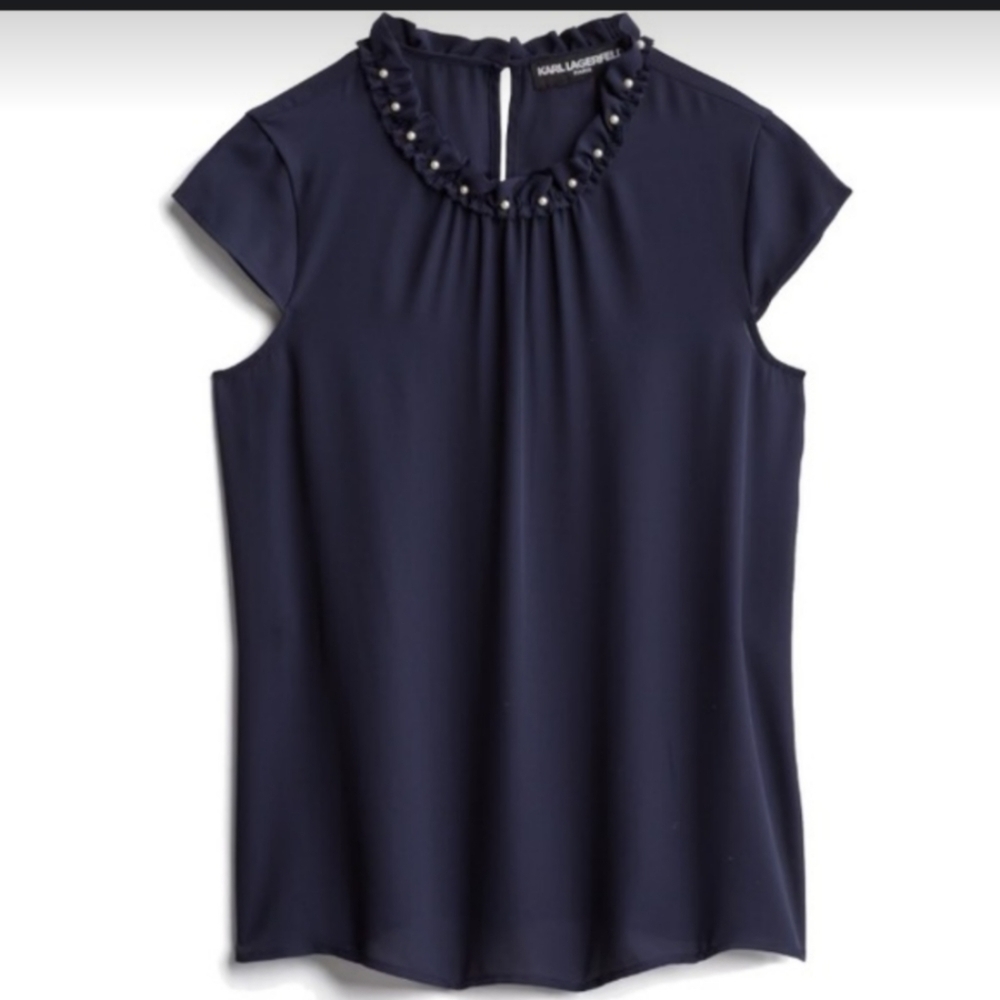 Karl lagerfeld tank top Pearl neck collar
